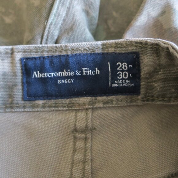 Abercrombie & Fitch Pants Mens 29x29 Green Baggy Camo Double Knee Distressed - Picture 3 of 7